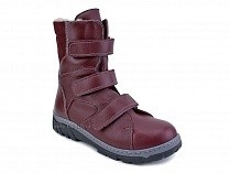 285б (22-31) Аквелла (Akwella), ботинки  детские ортопедические с высоким берцем, демисезонные, ворсин, кожа, бордовый в Челябинске