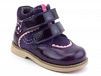 319-3 (21-25) Твики (Twiki) ботинки демисезонные детские ортопедические профилактические утеплённые, кожа, нубук, байка, фиолетовый в Челябинске