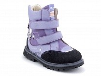504 (26-30) Твики (Twiki) ботинки детские зимние ортопедические профилактические, кожа, нубук, натуральная шерсть, сиреневый в Челябинске