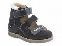 25007-02-10 Тапибу (Tapiboo), туфли детские ортопедические с высоким берцем, замша, кожа, скат, серый, черный в Челябинске