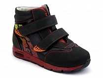 092-11 Бос (Bos), ботинки детские ортопедические профилактические, не утепленные, кожа, нубук, черный, красный в Челябинске