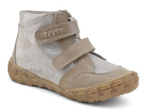 201-191,138 Тотто (Totto), ботинки демисезонние детские профилактические на байке, кожа, серо-бежевый в Челябинске