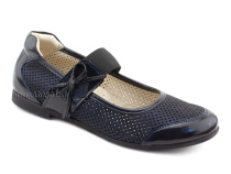 0015-500-0076 (37-40) Джойшуз (Djoyshoes), туфли Подростковые ортопедические профилактические, кожа перфорированная, темно-синий  в Челябинске
