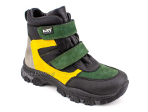 088-111-282-450 (31-36) Джойшуз (Djoyshoes) ботинки детские зимние мембранные ортопедические профилактические, натуральный мех, мембрана, нубук, кожа, черный, желтый, зеленый в Челябинске