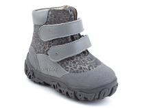 520-11 (21-26) Твики (Twiki) ботинки детские зимние ортопедические профилактические, кожа, натуральный мех, серый, леопард в Челябинске