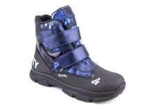 2542-25МК (37-40) Миниколор (Minicolor), ботинки зимние подростковые ортопедические профилактические, мембрана, кожа, натуральный мех, синий, черный в Челябинске