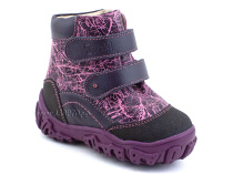 520-8 (21-26) Твики (Twiki) ботинки детские зимние ортопедические профилактические, кожа, натуральный мех, розовый, фиолетовый в Челябинске