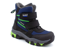 061-111-160 (26-30) Джойшуз (Djoyshoes) ботинки  ортопедические профилактические мембранные утеплённые, флис, мембрана, нубук, темно-синий, черный в Челябинске