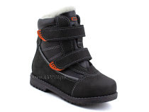 151-13   Бос(Bos), ботинки детские зимние профилактические, натуральная шерсть, кожа, нубук, черный, оранжевый в Челябинске