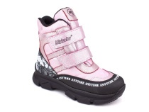 2633-06МК (31-36) Миниколор (Minicolor), ботинки зимние детские ортопедические профилактические, мембрана, кожа, натуральный мех, розовый, черный в Челябинске