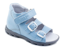 0313-9-603 Тотто (Totto), сандалии детские открытые ортопедические профилактические, кожа, голубой в Челябинске