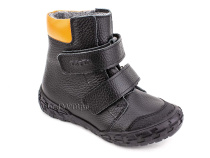 338-701,15 Тотто (Totto) ботинки детские  ортопедические профилактические, байка, кожа, черный, оранжевый в Челябинске