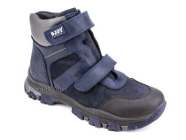 0034-600-194-687-213 (31-36) Джойшуз (Djoyshoes) ботинки детские зимние ортопедические профилактические, натуральный мех, кожа, темно-синий, черный в Челябинске