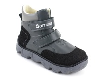 BL-271(3) Боттилини (Bottilini), ботинки  детские демисезонные ортопедические профилактические, кожа, байка, серый в Челябинске