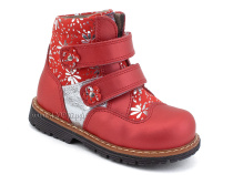 2031-13 Миниколор (Minicolor), ботинки детские ортопедические профилактические утеплённые, кожа, байка, красный в Челябинске