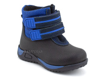 19-583-4 Скороход (Skorohod), ботинки демисезонные утепленные, байка, гидрофобная кожа, синий, чёрный в Челябинске